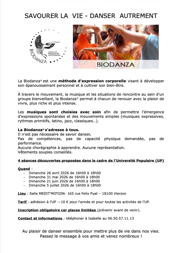 Séances découvertes Biodanza