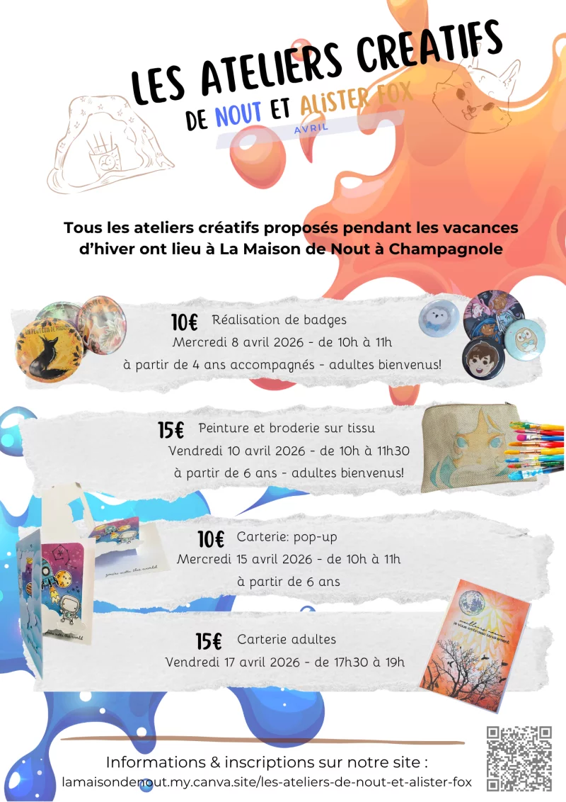 Ateliers créatifs de vacances d'Avril