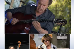 Concert Djangophil en trio à l'Ébénisterie en extérieur devant la salle