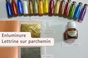 Enluminure - lettrine sur parchemin au Moulin du Got