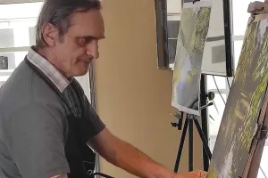 Démonstration d'artiste pastelliste